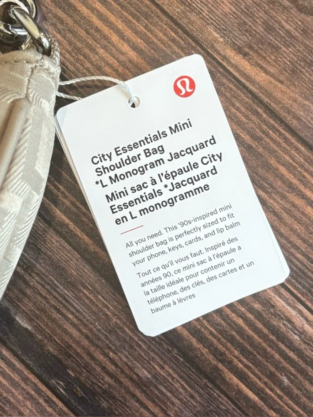 NWT Lululemon City Essentials Mini Shoulder Bag *L Monogram Jacquard Sheer Oak - Picture 6 of 7